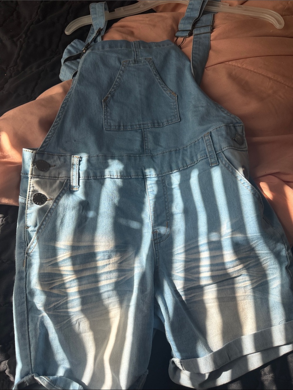 Light Wash Denim Short Overalls